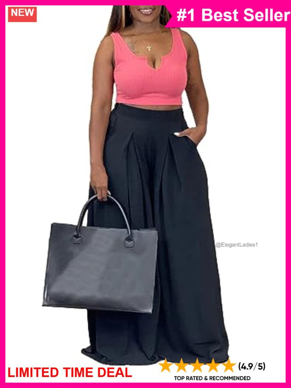 Plus Size Wide Leg Palazzo Pants High Waist Lounge Pants Pockets